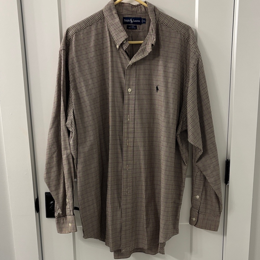 Polo by Ralph Lauren Men's Tan Checkered Shirt